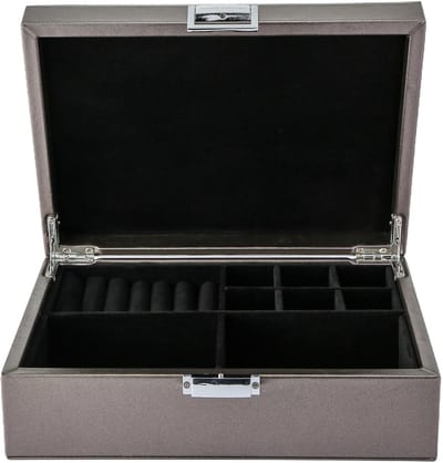 Emilie collection - sieradendoos - luxe juwelendoos - metallic zilver - beautycase - maat medium