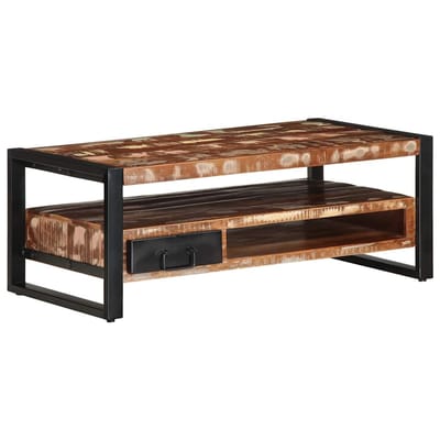 vidaXL - Salontafel - 90x50x36 - cm - massief - gerecycled - hout - meerkleurig