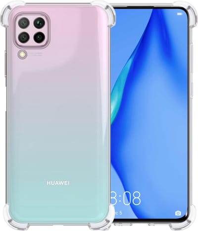 Hoesje - Geschikt voor Huawei P40 Lite - Sterk & Shockproof - Siliconen Shock Case - Hoes Cover - Telefoonhoes - Transparant