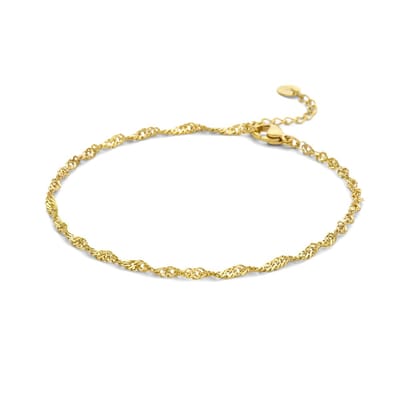 CO88 Collection Enkelbandje Dames - Gedraaid Gourmette - 2,7mm Breed - Staal - 22+3cm - Zilverkleurig - 8CA-00001