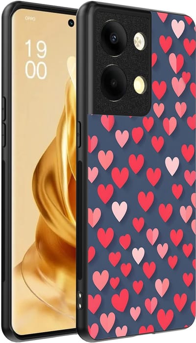 Smartphonica Telefoonhoesje Geschikt voor Oppo Reno 9 Pro Plus met Roze en Rode Hartjes Opdruk - TPU Backcover Case With Rosé and Red Heart Design geschikt voor Oppo Reno 9 Pro Plus