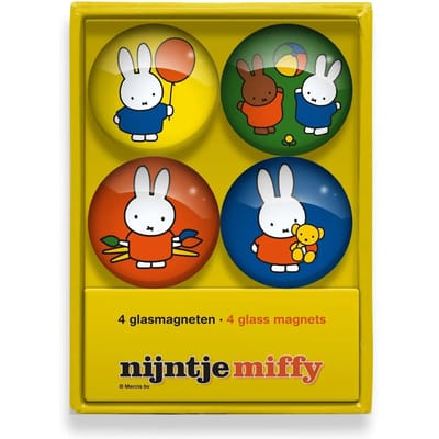 Magneten Glas - Nijntje - Geel & Groen & Oranje & Blauw - Complete Set van 4 - Originele Licentie - Dick Bruna - 4cm
