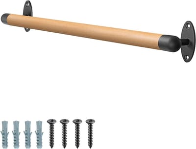 Dailygoods - 36 Inch Houten Trapleuning met Robuuste Metalen Houders - Barrièrevrije Handgreep voor Ouderen