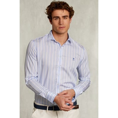 River Woods Slim Fit Striped Shirt Blue Size: 3XL | Casual Shirts Outlet | Heren | Blauw