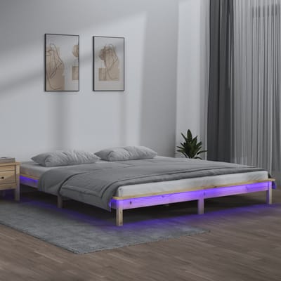 vidaXL - Bedframe - LED - massief - hout - 150x200 - cm