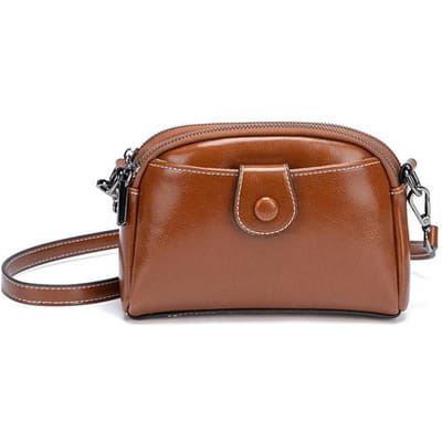 Zachte Leren Kleine Tassen, Damestassen, Modieuze Dames Mobiele Telefoontassen, Schoudertassen, Crossbody Tassen bruin