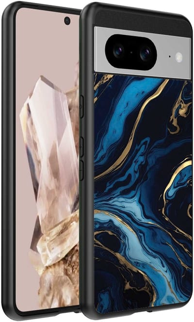Geschikt voor Google Pixel 8 Pro Telefoonhoesje met marmer opdruk - TPU backcover case gold blue marble design - Goud Blauw - Smartphonica geschikt voor Google Pixel 8 Pro