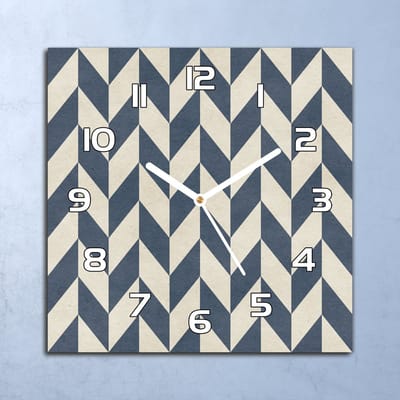 Coloray Wandklok - Geometrische pijlen Klok Glas - 30x30 cm - Marine Wandklok - Wandklok Vierkant - Wandklok Scandinavisch - Wandklokken Woonkamer - Stille Wandklok