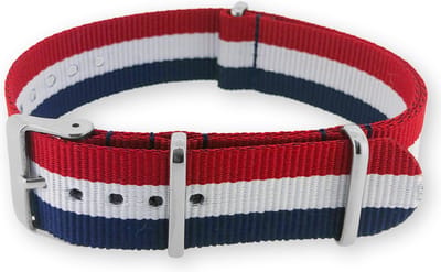 Premium Red White Blue - Nato strap 22mm - Stripe - Horlogeband Rood Wit Blauw