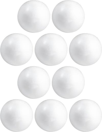 Piepschuim bollen/ballen - 10x - D10 cm - wit - Kerstballen maken - Knutselen hobby materialen