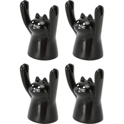 4 stuks Cartoon Fotoklem Leuke Kat Stijl Duurzame Hars Stabiel Opvallende Dieren Notitiehouder voor Bruiloft Feest Kantoor black
