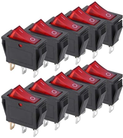 Cosensi - Dailygoods - Dailygoody - Tuimelschakelaar - ON/OFF schakelaar - Voor auto en boot - KCD3 3-Pin - Zwart Rood - 15A 250VAC - Geschikt voor diverse toepassingen