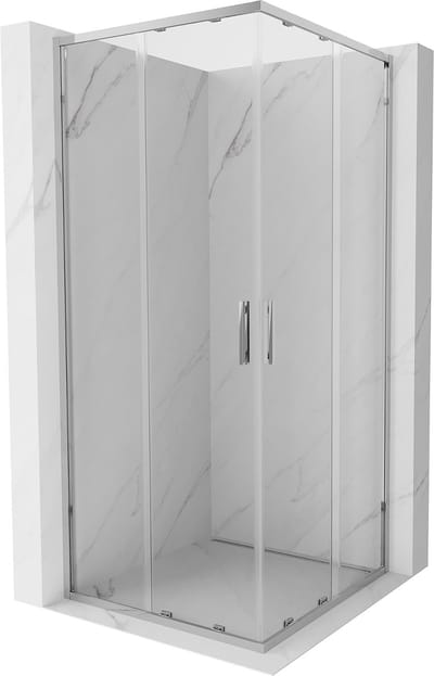 Mexen Exo vierkante douchecabine schuifdeur 85 x 85 , transparant, chroom - 8111-085-085-01-00