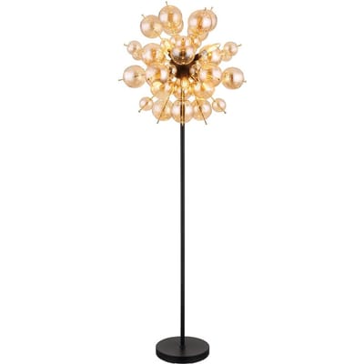Vloerlamp TOKKI Glas 154.0cm Matt zwart | smoked E14 3-Lichts