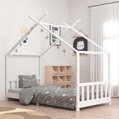 vidaXL - Kinderbedframe - massief - grenenhout - wit - 90x200 - cm