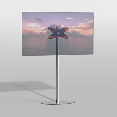 Cavus TV Vloerstatief ELLIPS 150 – geborsteld RVS - hoogte 150cm - VESA 400x200