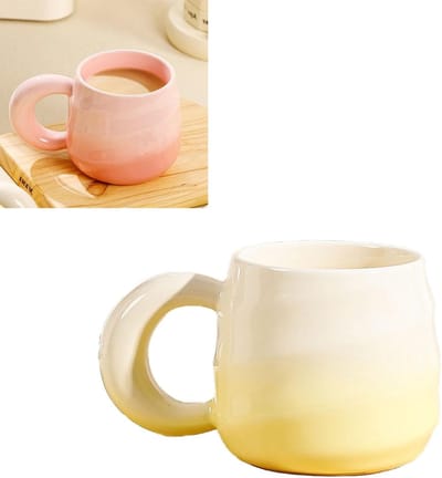 Cappuccino en theekop van keramiek met zachte gradient in geel, 400 ml, ideaal voor dagelijks gebruik en cadeau
