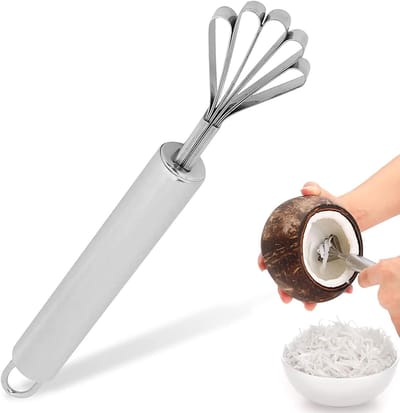 Kokosnoot Schraper van RVS voor de Keuken - Handige Keukenhulp voor het Snijden en Schrapen van Kokosnoten