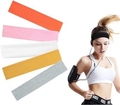 Set van 5 elastische sporthoofdbanden voor dames en heren, anti-slip haaraccessoires voor yoga en fitness