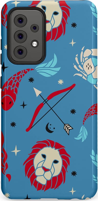 Casetastic hoesje geschikt voor Samsung Galaxy A52 (2021) 5G / Samsung Galaxy A52 (2021) 4G - Dubbellaagse bescherming - Zodiac in verbinding - Fashion Case - Petrol Bordeaux Grijs