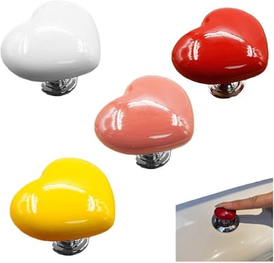 Toilet Flush Knoppen - Hartvormige Knoppen - Toilet Onderhoud - Vier Stuks Set - 3.8 cm Breed - Multicolor