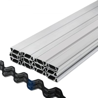 VEVOR veerdraad en vergrendelingskanaal 2m veerslot en U-kanaalpakket 40 pakketten PE-gecoate veerdraad en aluminiumlegering kanaal Plastic polyfolie of schaduwdoekbevestiging