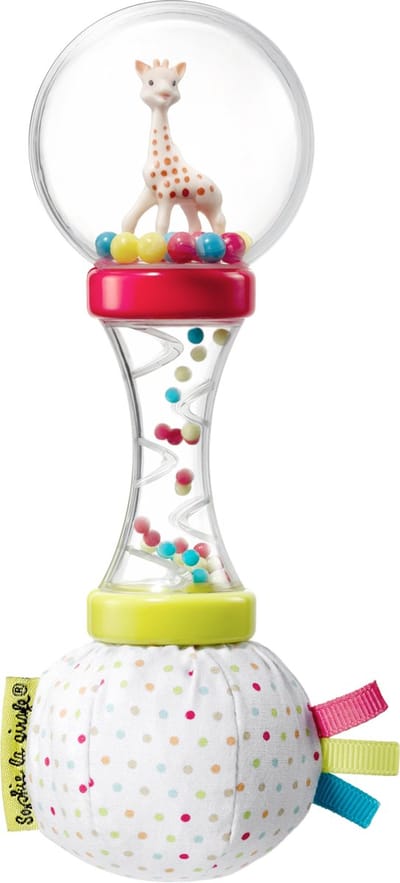 Sophie de giraf Zachte Maracas Rammelaar - Babyspeelgoed - Kraamcadeau - Babyshower cadeau - In wit/rode geschenkdoos - Vanaf 3 maanden - 6x6x17 cm