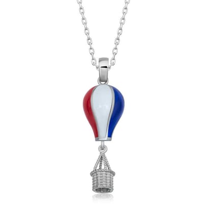 925 Sterling Zilveren Damesketting – Handgemaakt Luchtballon Design – Cadeau voor Haar – Elegant Sieraad met Kleuren