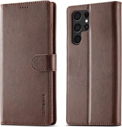 LC.IMEEKE Hoesje - Geschikt voor Samsung Galaxy S25 Ultra Hoesje - LC.IMEEKE Luxe Book Case - Donkerbruin