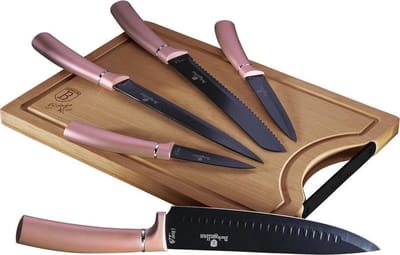 Berlinger Haus - 2554 - 6 delige keuken messenset met snijplank - Rose collection