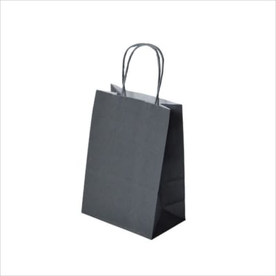 Luxe Set van 50 Papieren Draagtassen - Antraciet - 18x8x22cm - Hoogwaardige Kraft Papieren Tassen - Met Gedraaide Handvatten - Ideaal voor Winkelen en Verpakken