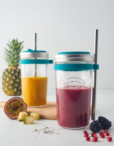 Kilner - Smoothie maker Shakebeker - Incl. spatbescherming en smoothie rietje -0.5L weckpot - Glas