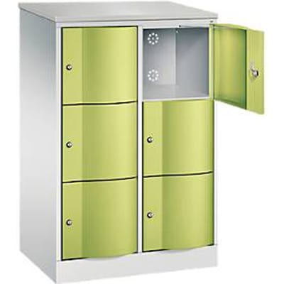 C+P Resisto lockerkast, 2 vakken, 6 vakken, B 772 x D 540 x H 1255 mm, lichtgrijs/ruinrood