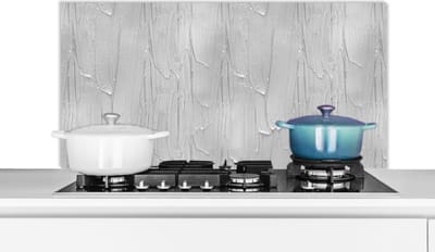 Spatscherm Keuken - Kookplaat Achterwand - Spatwand Fornuis - 100x50 cm - Verf - Patronen - Grijs - Aluminium - Wanddecoratie - Muurbeschermer - Hittebestendig