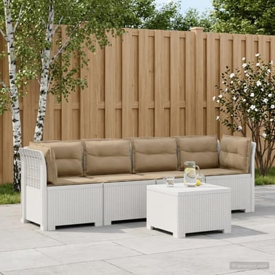 vidaXL - 4-Zits - Tuin - Sofa - met - Kussens - Rieten - Look - PP - Wit