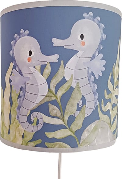 Wandlamp zeepaardjes blauw-wandlamp-under the sea-sfeerverlichting-pendel-lampen-kinderkamerdecoratie-woonaccessoires