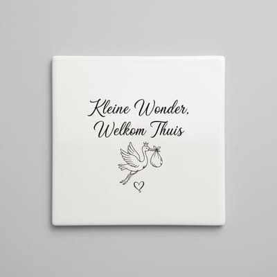Kleine Wonder, Welkom Thuis Keramische Tegel – Liefdevolle Baby Quote Kinderkamer Wanddecoratie – 15 x 15 cm