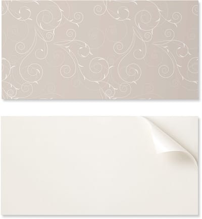 Decoratief zelfklevend vinylpaneel 100x50 cm met delicate spiralen en bladeren.