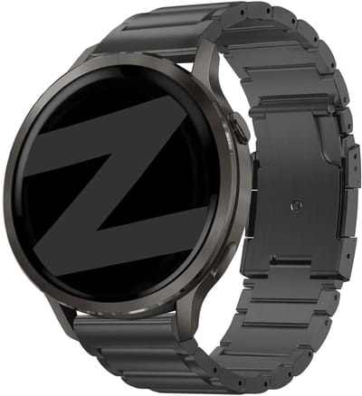 Bandz Titanium bandje 'Link' 20mm geschikt voor Garmin Vivoactive 6 / 5 / 3 / Vivomove / 3 / HR / Style / Luxe / Sport / Trend / Forerunner 645 / 570 / 245 / 170 / 165 / 70 / 55 / Venu / SQ / SQ2 / 2 Plus / Approach S12 / S40 / S42 / S44 - Zwart