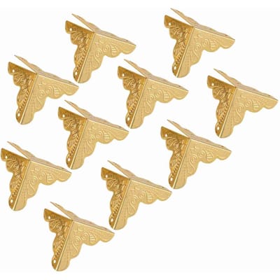 Boîte à bijoux en bois 12 pièces, coffret cadeau, protecteurs décoratifs d'angle, couvercle de bord en fer Type 1 beige