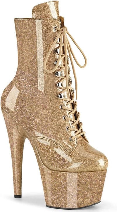Pleaser - ADORE-1020GP Plateau Laarzen, Paaldans schoenen - US 5 - 35 Shoes - Goudkleurig