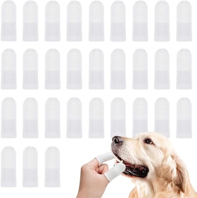 30 Stuks Dieren Tandenborstels voor Honden en Katten - Vinger Tandenborstel voor Puppy’s met 360° Borstels voor Optimale Tandverzorging en Mondhygiëne