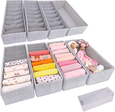 Famanu - Dubbele Lade Organizer Set 8 stuks, perfecte pasvorm voor IKEA commode, opbergsysteem voor luiers, kinderkleding, sokken en ondergoed, stabiele bodem