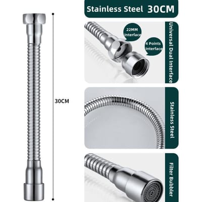 RVS 360° Universele Kraan Verlenger Anti-Spatkop Sproeier Beluchter Buigbare Spoelbak Verlengslang Keuken Accessoires 30cm white