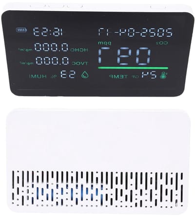 Luchtkwaliteitsmeter - Luchtmeter - Binnenlucht Controleren - 7-in-1 Meting - Compact - Wit