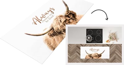 Keukenloper - Loper keuken - Schotse hooglander - Spreuk - Dier - 120x50 cm - Keukenloper vinyl