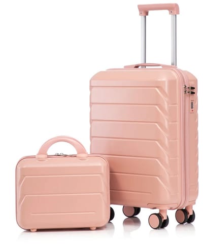 Milova Kofferset - 2-delig - 14 en 19 inch - Reiskoffer - ABS - Anti kras - Reizen - Roze - Vakantie koffers - Make-up koffer