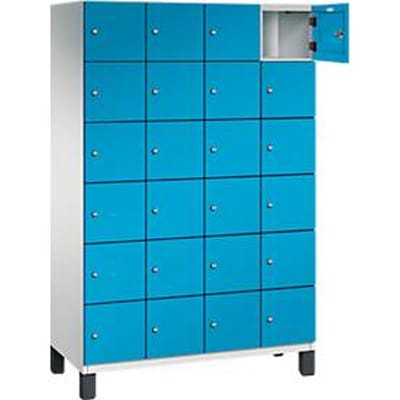 C+P Cambio lockerkast, 4 vakken, 24 vakken, op poten, B 1200 x D 525 x H 1980 mm, lichtgrijs/lichtblauw