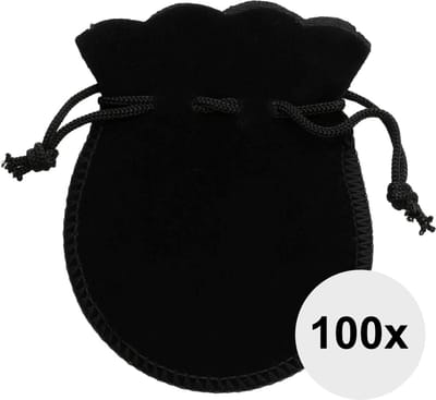 Fako Bijoux® - Fluweel Cadeau Zakjes Mini - Velours - 6.5x7.5cm - Zwart - 100 Stuks