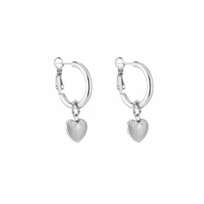 Bijoutheek Oorhangers Hart Zon Zilver
